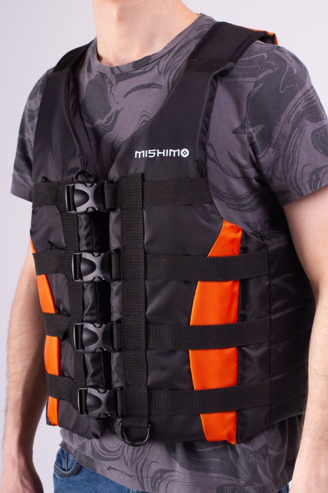 Жилет спасательный MISHIMO PRO Премиум качества Черно-оранжевый в Новороссийске