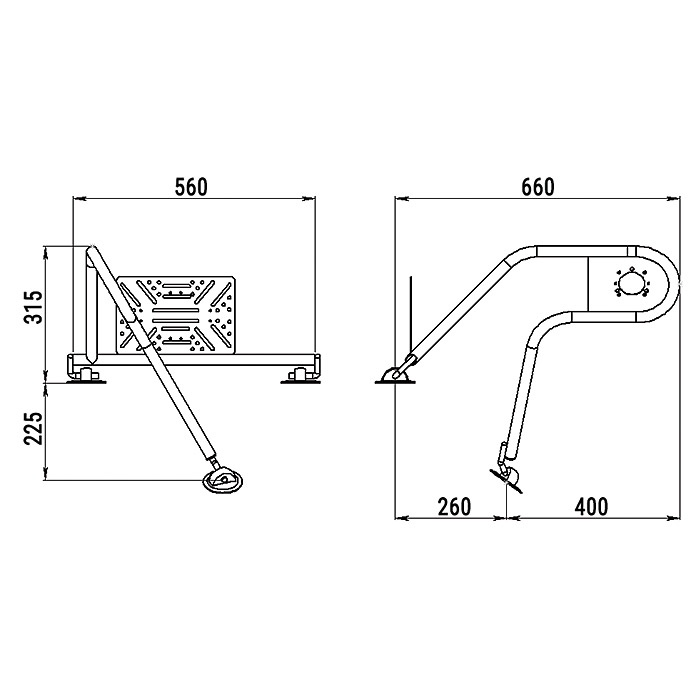 Стойка рулевая с креплением на баллон надувной лодки 25мм в Новороссийске