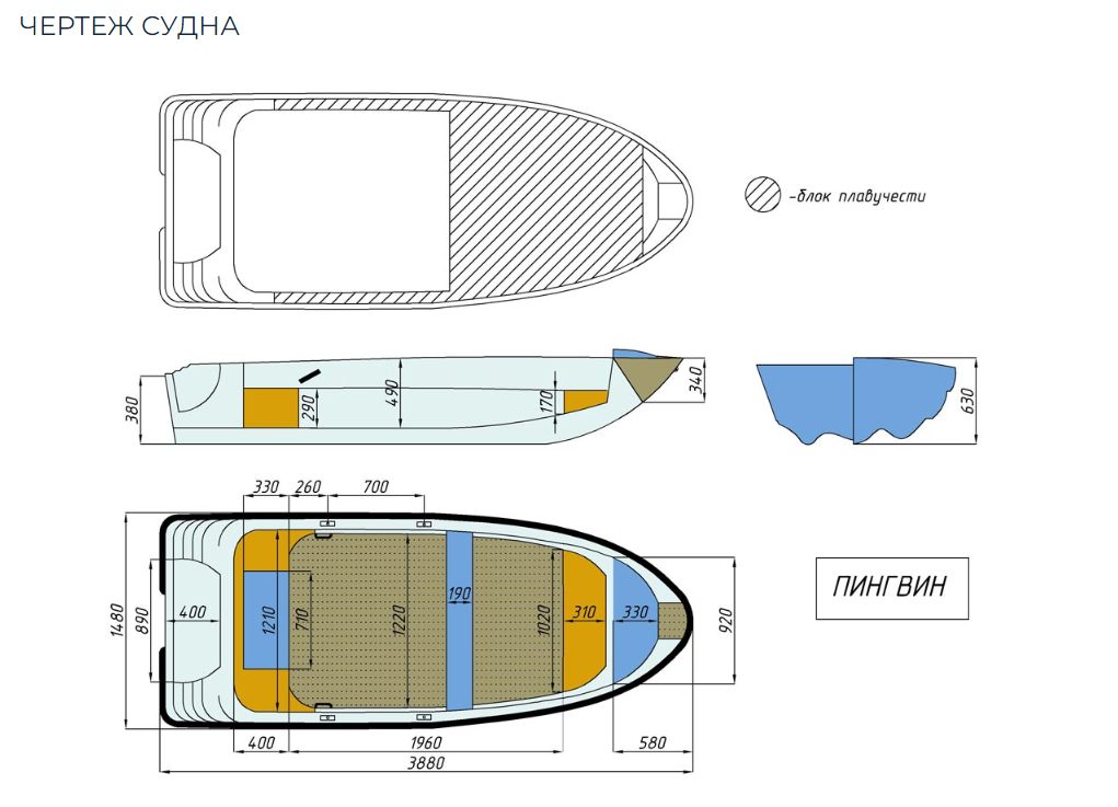 Стеклопластиковая лодка Пингвин (тримаран) в Новороссийске