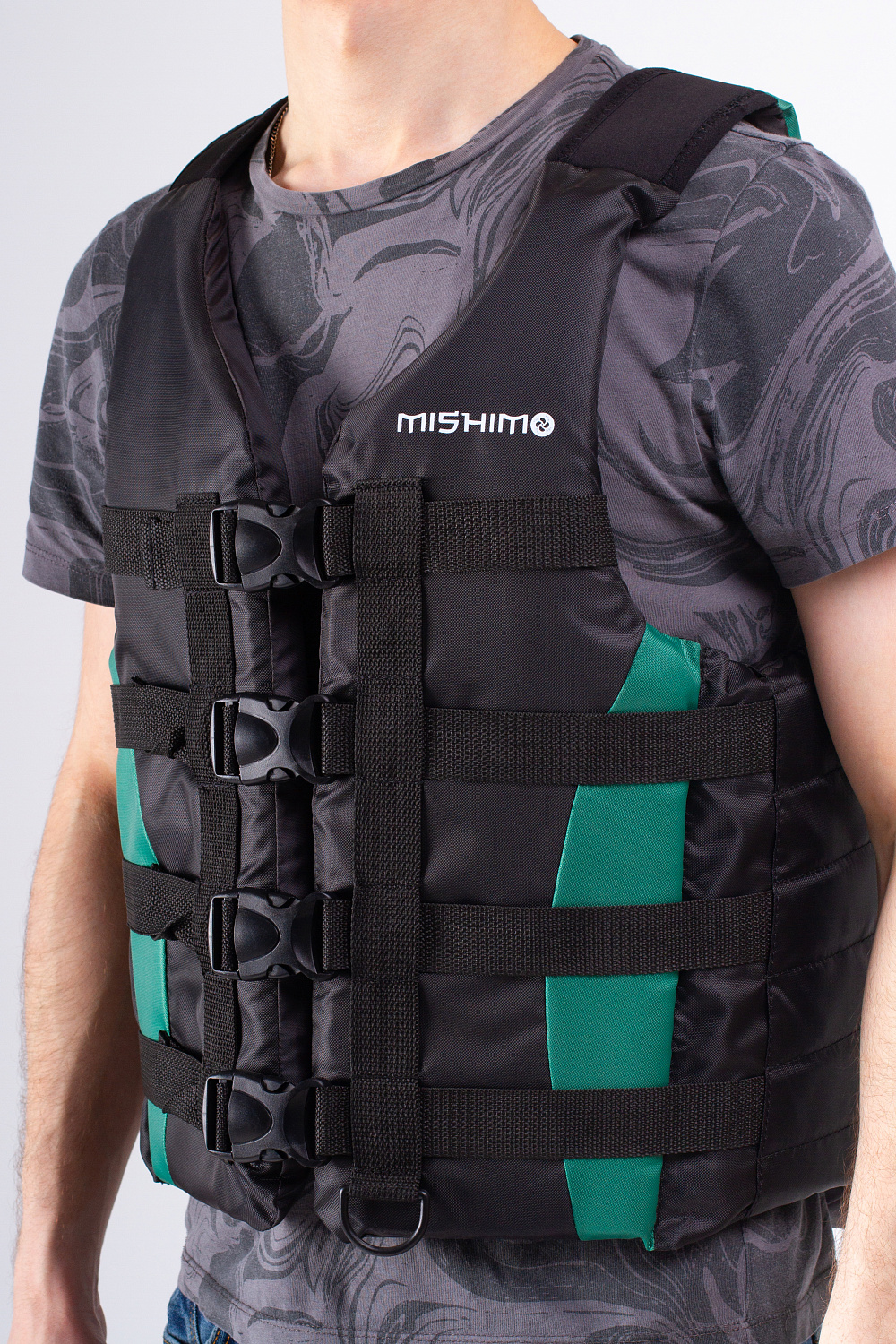Жилет спасательный MISHIMO PRO Премиум качества Черно-зеленый в Новороссийске